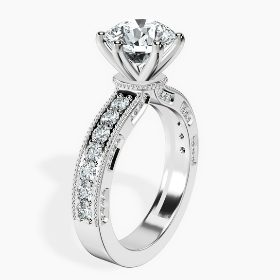 Platinum Regalia Milgrain Lab Diamond Ring standing product image one