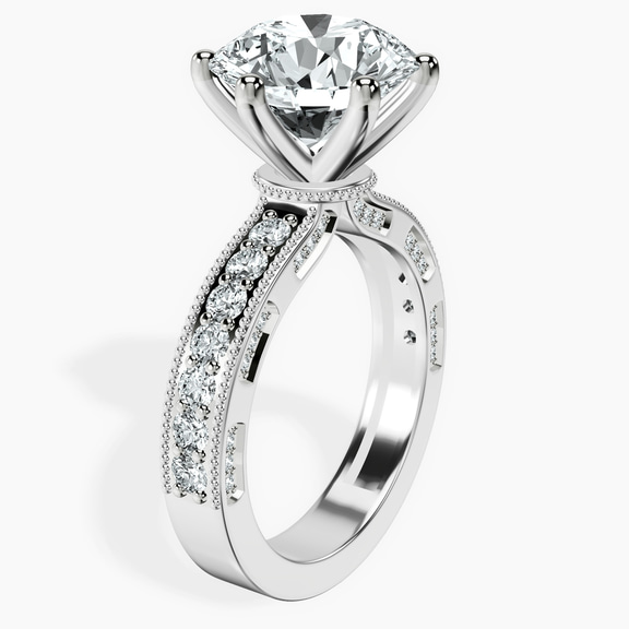 Platinum Regalia Milgrain Lab Diamond Ring standing product image one