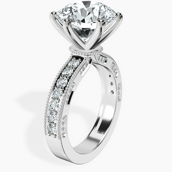 10kt White Gold Regalia Milgrain Lab Diamond Ring standing product image one