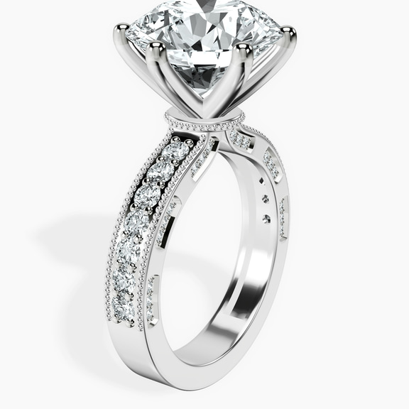 Platinum Regalia Milgrain Lab Diamond Ring standing product image one