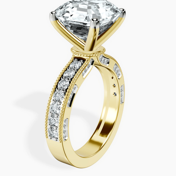 18kt Yellow Gold Regalia Milgrain Lab Diamond Ring standing product image one