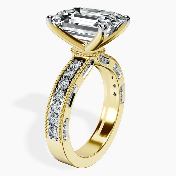 18kt Yellow Gold Regalia Milgrain Lab Diamond Ring standing product image one