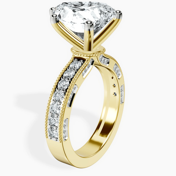18kt Yellow Gold Regalia Milgrain Lab Diamond Ring standing product image one