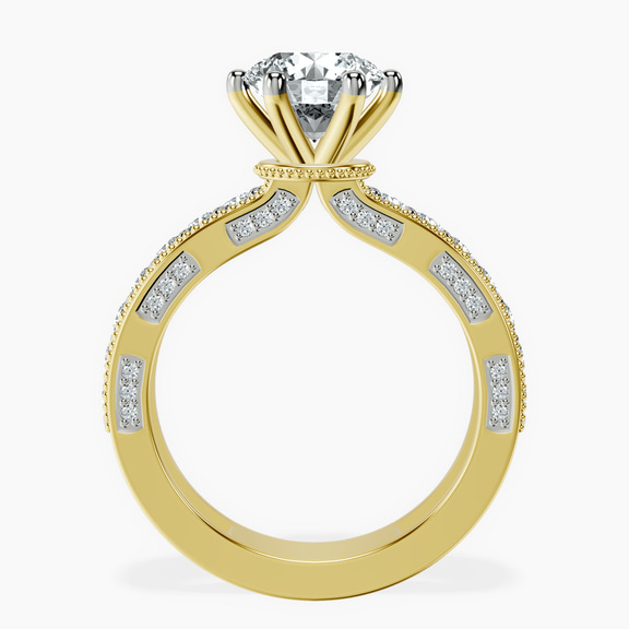 18ct Yellow Gold Regalia Milgrain Lab Diamond Ring side right image one