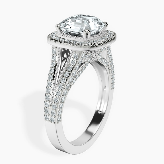 Platinum Opulenté Antique Halo Lab Diamond Ring standing product image one