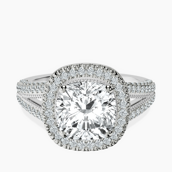 18kt White Gold Opulenté Antique Halo Lab Diamond Ring front image