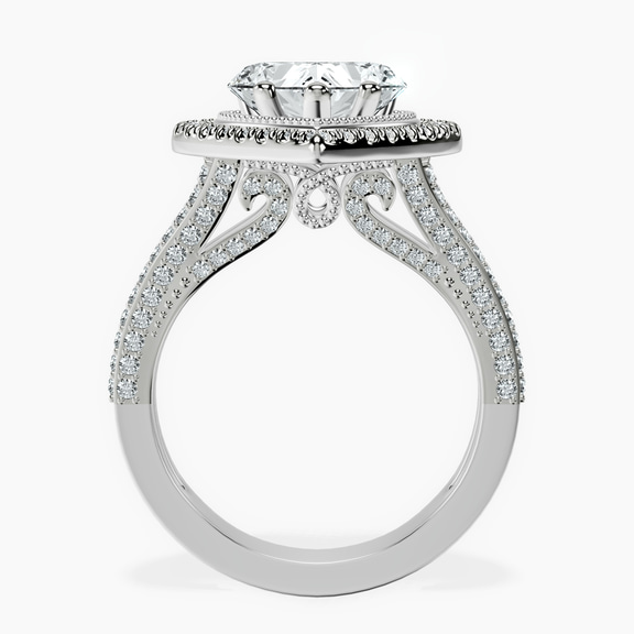 Platinum Opulenté Antique Halo Lab Diamond Ring side right image one