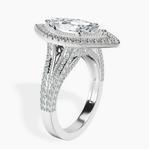 14kt White Gold Opulenté Antique Halo Lab Diamond Ring standing product image one
