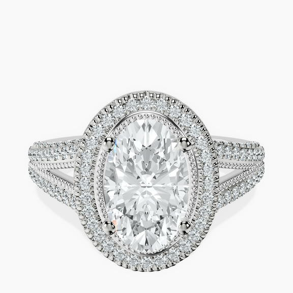 14ct White Gold Opulenté Antique Halo Lab Diamond Ring front image
