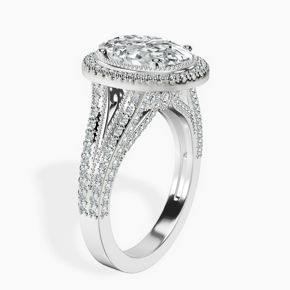 14ct White Gold Opulenté Antique Halo Lab Diamond Ring standing product image one