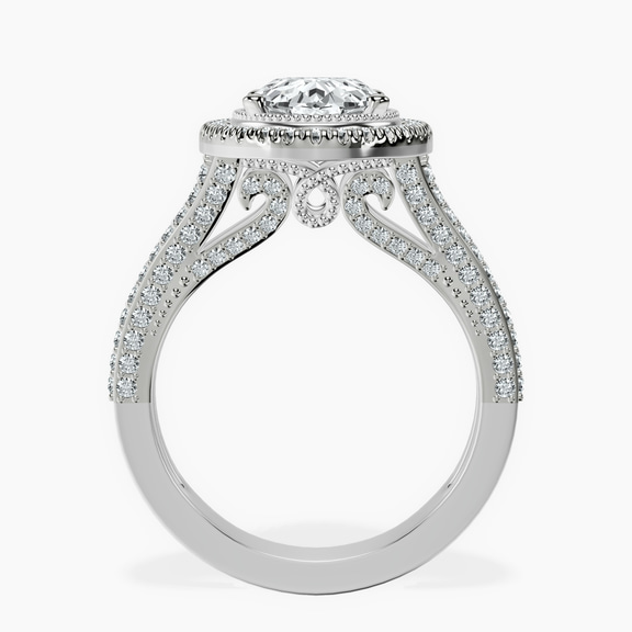 14ct White Gold Opulenté Antique Halo Lab Diamond Ring side right image one
