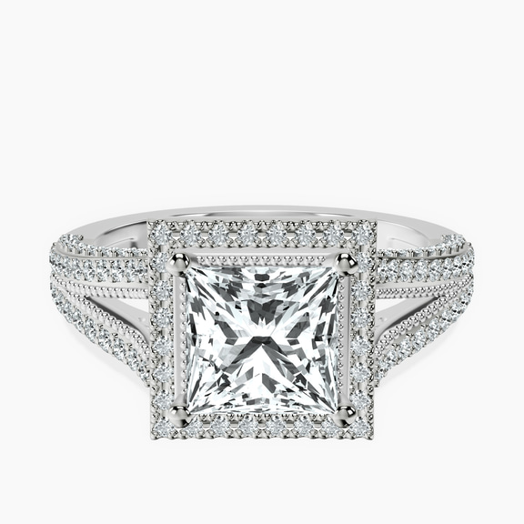 10kt White Gold Opulenté Antique Halo Lab Diamond Ring front image
