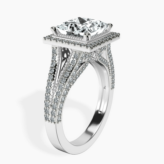 10kt White Gold Opulenté Antique Halo Lab Diamond Ring standing product image one