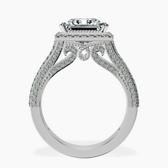 10kt White Gold Opulenté Antique Halo Lab Diamond Ring side right image one