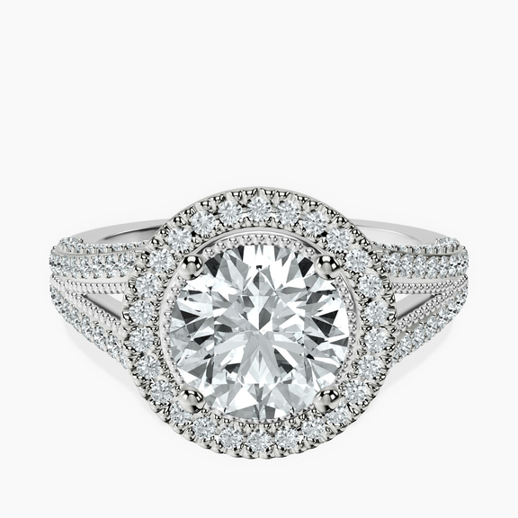 10kt White Gold Opulenté Antique Halo Lab Diamond Ring front image