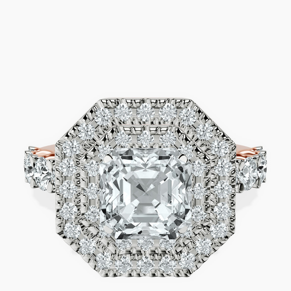 14kt Rose Gold Crowned Cresta Double Halo Lab Diamond Ring front image