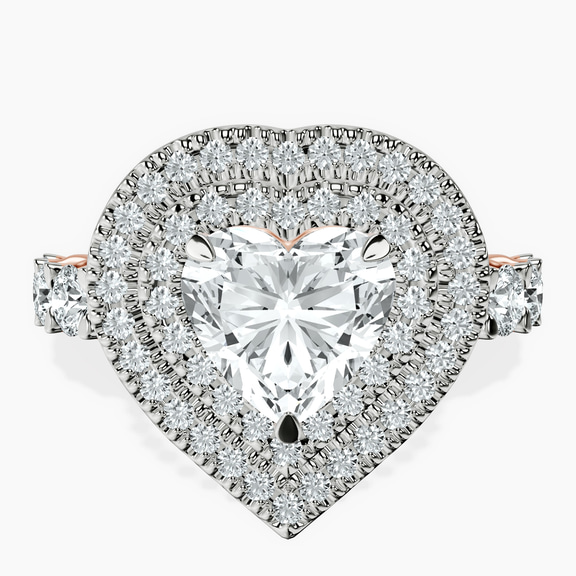 14kt Rose Gold Crowned Cresta Double Halo Lab Diamond Ring front image