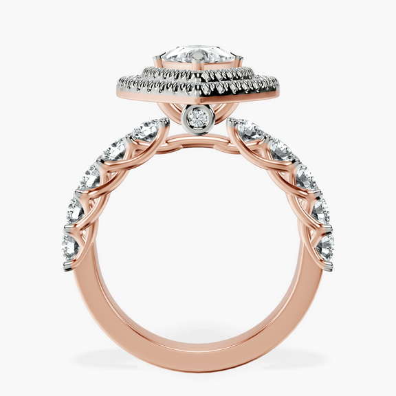 14ct Rose Gold Crowned Cresta Double Halo Lab Diamond Ring side right image one