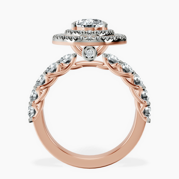 14ct Rose Gold Crowned Cresta Double Halo Lab Diamond Ring side right image one