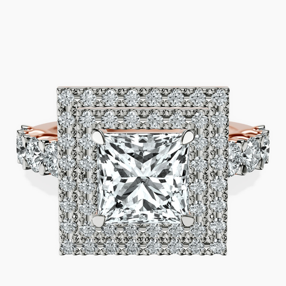 14kt Rose Gold Crowned Cresta Double Halo Lab Diamond Ring front image