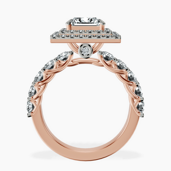 14kt Rose Gold Crowned Cresta Double Halo Lab Diamond Ring side right image one