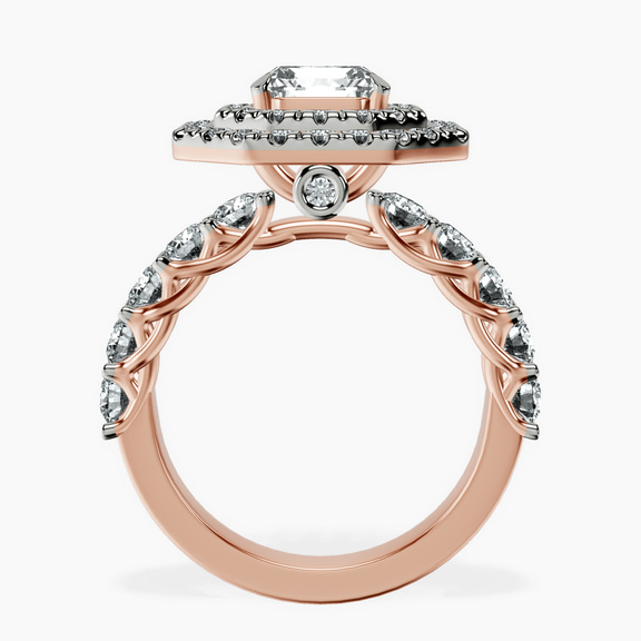 9ct Rose Gold Crowned Cresta Double Halo Lab Diamond Ring side right image one