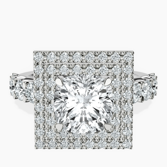 18ct White Gold Crowned Cresta Double Halo Lab Diamond Ring front image