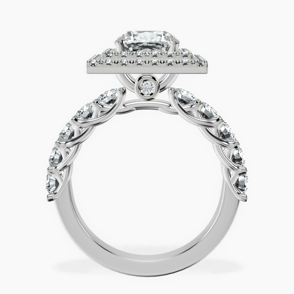 18ct White Gold Crowned Cresta Double Halo Lab Diamond Ring side right image one