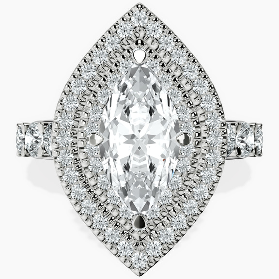 18ct White Gold Crowned Cresta Double Halo Lab Diamond Ring front image