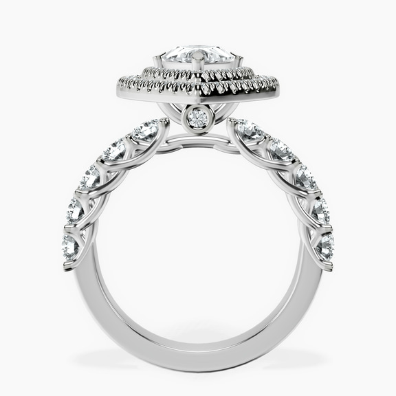 18ct White Gold Crowned Cresta Double Halo Lab Diamond Ring side right image one