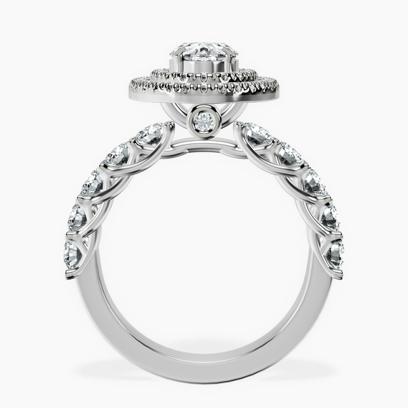 18ct White Gold Crowned Cresta Double Halo Lab Diamond Ring side right image one