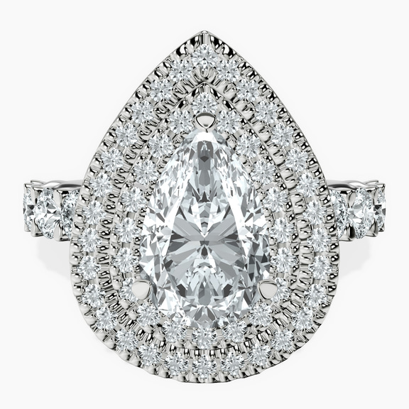 10ct White Gold Crowned Cresta Double Halo Lab Diamond Ring front image