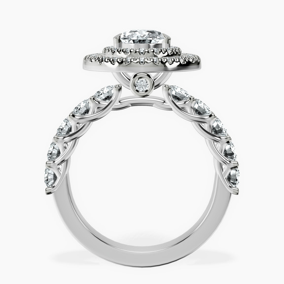10ct White Gold Crowned Cresta Double Halo Lab Diamond Ring side right image one