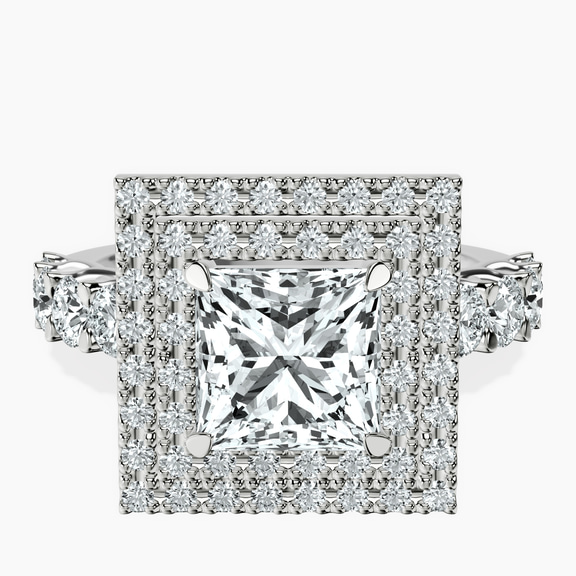 18ct White Gold Crowned Cresta Double Halo Lab Diamond Ring front image