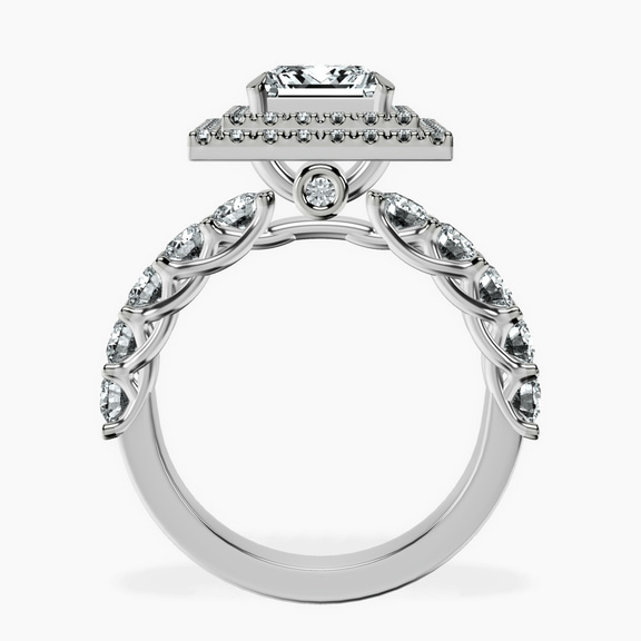 18ct White Gold Crowned Cresta Double Halo Lab Diamond Ring side right image one