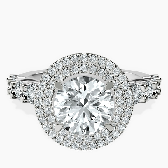 10ct White Gold Crowned Cresta Double Halo Lab Diamond Ring front image