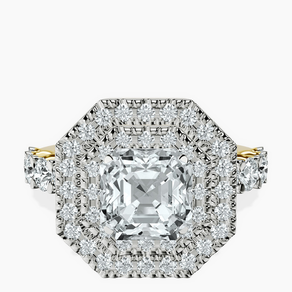 14kt Yellow Gold Crowned Cresta Double Halo Lab Diamond Ring front image