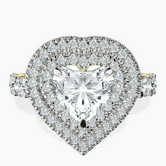 14kt Yellow Gold Crowned Cresta Double Halo Lab Diamond Ring front image