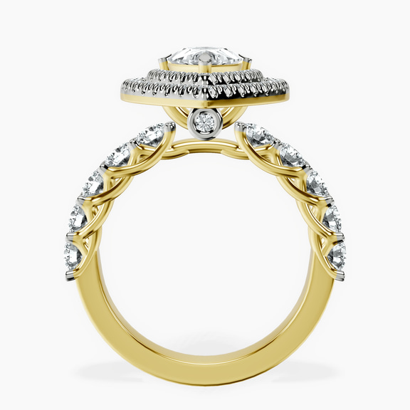 18ct Yellow Gold Crowned Cresta Double Halo Lab Diamond Ring side right image one