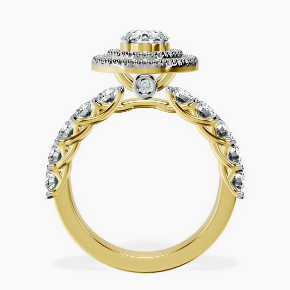 18ct Yellow Gold Crowned Cresta Double Halo Lab Diamond Ring side right image one