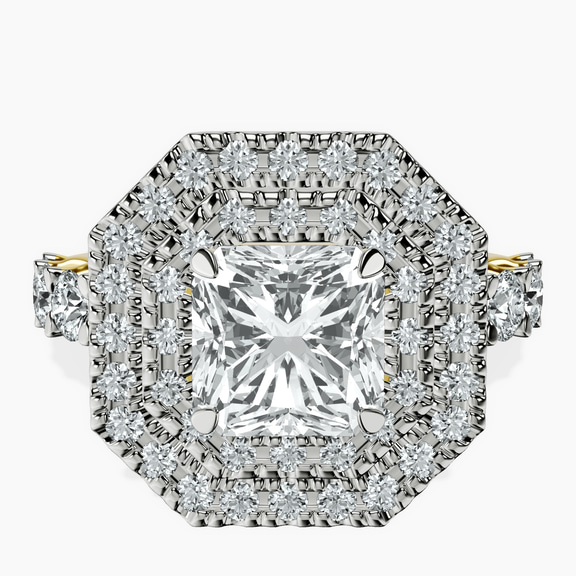 14kt Yellow Gold Crowned Cresta Double Halo Lab Diamond Ring front image