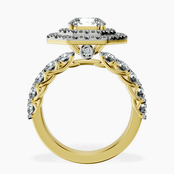 14kt Yellow Gold Crowned Cresta Double Halo Lab Diamond Ring side right image one