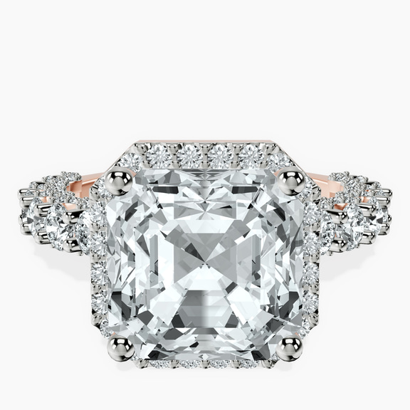 14kt Rose Gold Enchanté Side Stones Halo Lab Diamond Ring front image