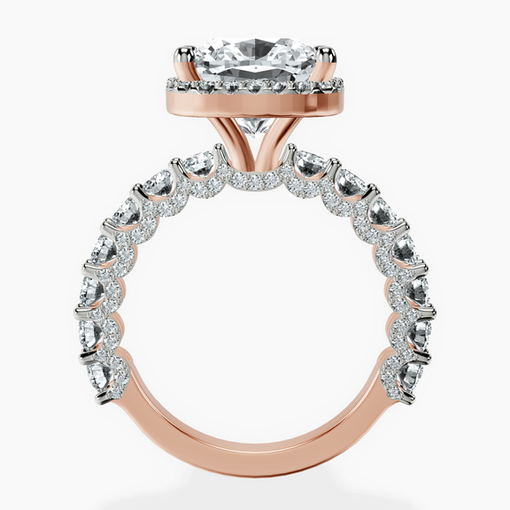 14kt Rose Gold Enchanté Side Stones Halo Lab Diamond Ring side right image one