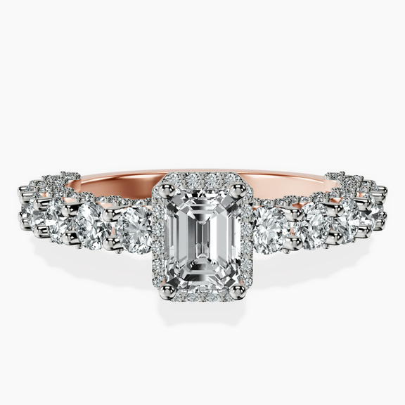 18kt Rose Gold Enchanté Side Stones Halo Lab Diamond Ring front image