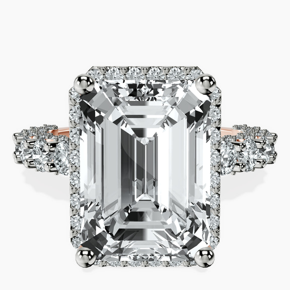 18kt Rose Gold Enchanté Side Stones Halo Lab Diamond Ring front image