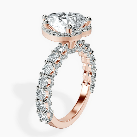 10kt Rose Gold Enchanté Side Stones Halo Lab Diamond Ring standing product image one