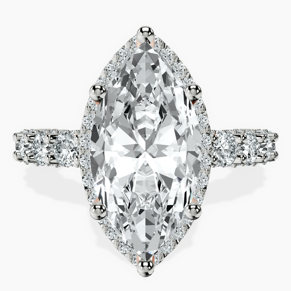 10kt Rose Gold Enchanté Side Stones Halo Lab Diamond Ring front image