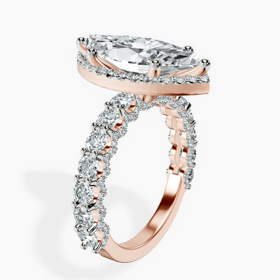 10kt Rose Gold Enchanté Side Stones Halo Lab Diamond Ring standing product image one