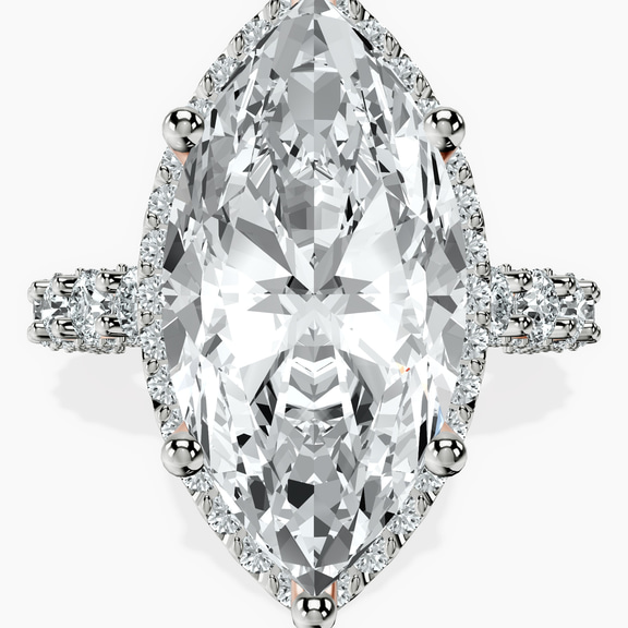 18kt Rose Gold Enchanté Side Stones Halo Lab Diamond Ring front image